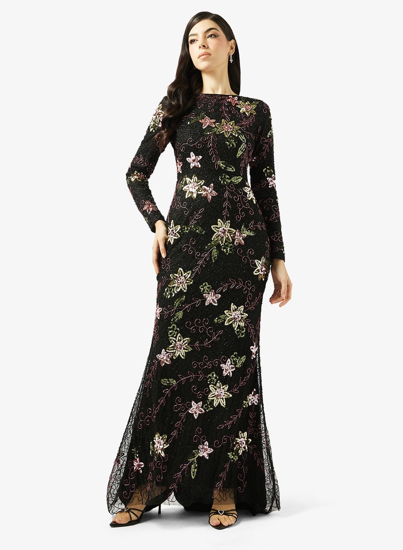 MARYISA Floral Print Boat Neck Maxi Dress - Image 1